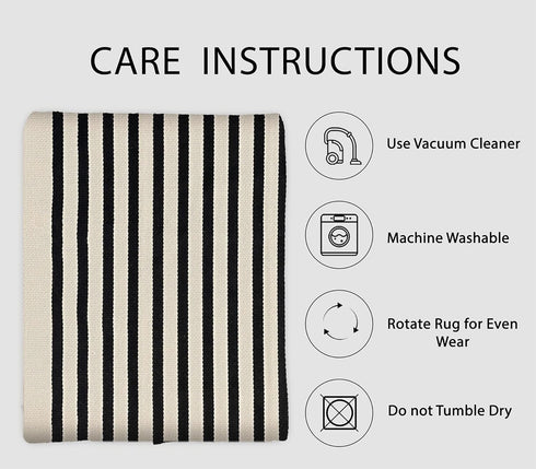 IOHOUZE Black Beige Striped Rug - 2'x3', Small Washable Area Rug for Front Porch, Indoor/Outdoor, Doormat for Entryway