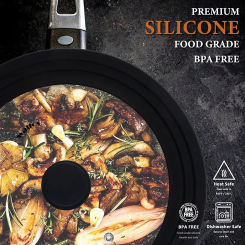Universal Lid for Small Pots, Pans, Skillets & Frying Pan - Fits 6.5", 7" & 8" Diameter Cookware - Tempered Glass