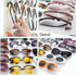 PACMAXI Sunglasses Storage Organizer, Wall Pocket Mounted Eyeglasses Holder, Hanging Eyewear Display (Ivory White, 15