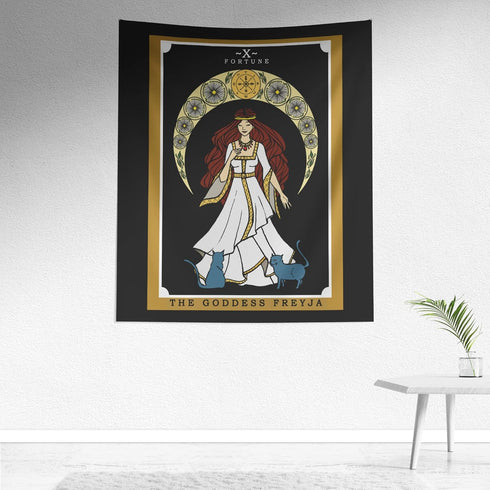 The Goddess Freyja Tarot Card Tapestry - Norse Goddess Freya Wall Hanging Home Decor (60" x 50")