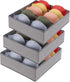 Bra Storage Drawers Organizer for Clothing, Foldable Storage Cube Bins for Bra, Socks, Underwear, 3 Pack (Grey)