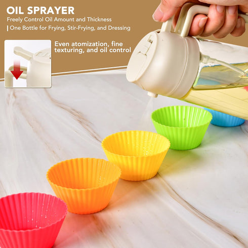 2 1 16oz/470ml in Oil Dispenser and Oil Sprayer for Cooking, Glass Olive Oil Dispenser Bottle Kitchen Gadget & Air