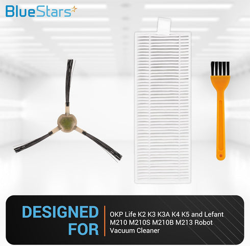 BlueStars Ultra Durable Accessories Kit for OKP Life K2 K3 K4 K5 and Lefant M210 Robot Vacuum Cleaner