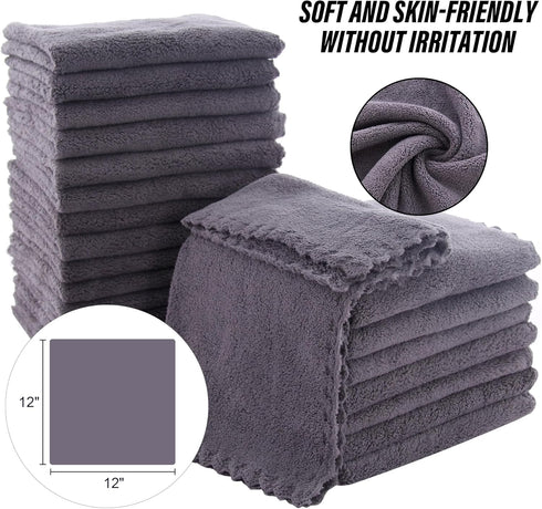 Set 12 12 inches 24 Pack MOONQUEEN Ultra Soft Premium Washcloths - x - - Quick Drying - Highly Absorbent Coral Velvet