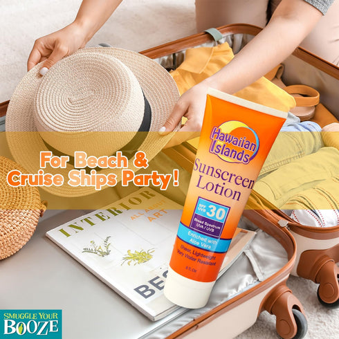 Smuggle Your Booze SPF30 10oz 5 Sunscreen Tube Bottles for Cruise - Leak-Proof Fake Hidden Plastic Empty Flask Liquor