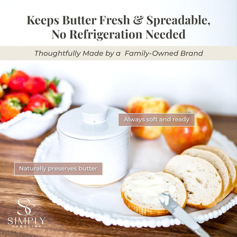 3-Stick Packaging, Premium Ceramic Butter Crock with Water Seal | Large Capacity Farmhouse French Butter Keeper |