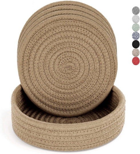 Trivets for Hot Dishes, 4 Pcs Trivets for Hot Pots and Pans - Hot Pads for Countertops, Coasters with Storage Basket,