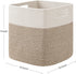UBBCARE Cotton Rope Storage Basket Set of 4, 11 x 10.5 x 10.5 In, Woven Organizing Bins with Handles, White/Brown