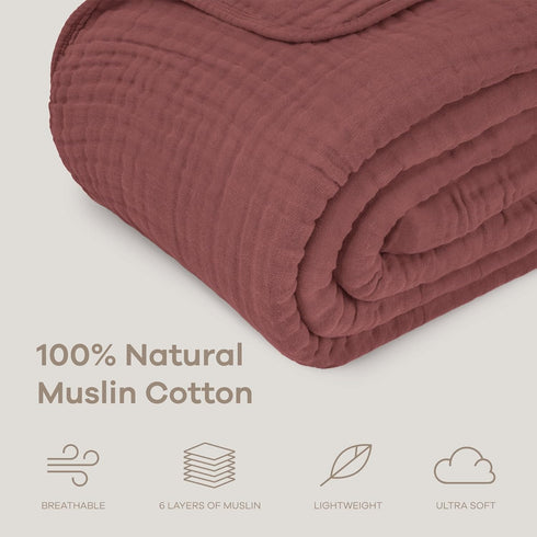 90" 66" 6 Comfy Cubs Muslin Blanket for Adults Twin x - Layer Soft, Breathable & Lightweight Muslin Adult Blanket