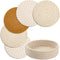 Trivets for Hot Dishes, Cotton Coasters 5 Pcs and Storage Basket, Hot Pads for Kitchen and Table Protection