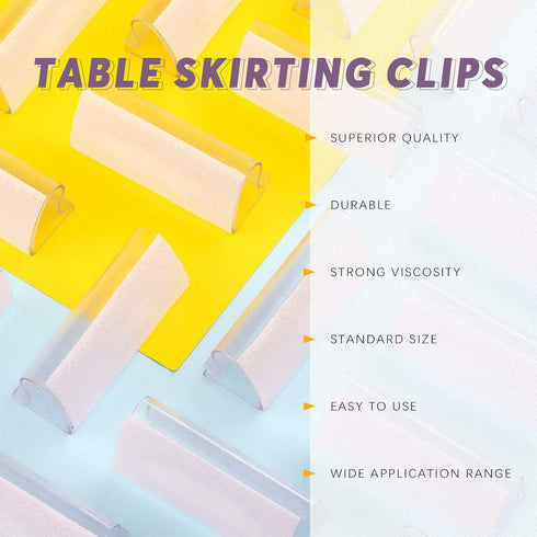 Swpeet 30Pcs Table Skirting Clips Kit for Table 3/4" - 1" with Hook and Loop, Perfect for Wedding Party Events