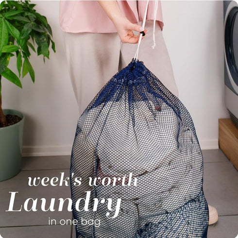 Handy Laundry Mesh Laundry Bag with Secure Drawstring Closure, Machine Washable, Durable Material for College Dorm,