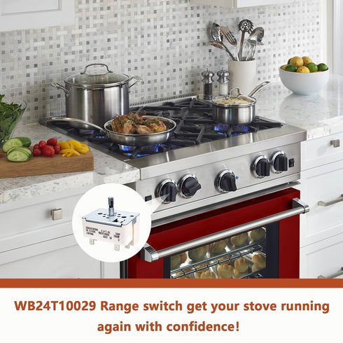WB24T10029 Surface Burner Control Switch Replacement for GE Electric Ranges, Beige 6 Inch Infinite Switch