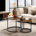F2C Set 2 Nesting Coffee Table Modern End Table of for Living Room Balcony Office, Round Wood Accent Side Coffee Tables