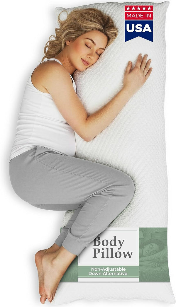 Snuggle-Pedic Body Pillow for Adults, Cozy Comfort Down Alternative Pregnancy Pillows -