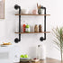 IBUYKE 26" Pipe Floating Shelves, 2-Tiers Industrial Wall Mount Bookshelf, Metal Bracket Storage Shelf for Home