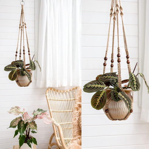 3 Pack 35"/29"/23", Mkono Macrame Plant Hangers Indoor Different Size Hanging Planter Basket Flower Pot Holder