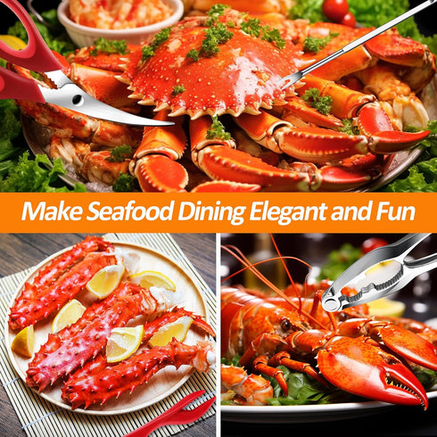 Seafood Crab Crackers and Tools, 21 Pcs Set, Lobster Crackers, Picks, Crab Utensils, Forks, Scissors, Nut Cracker for