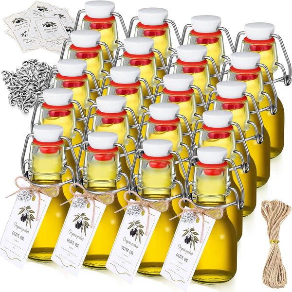 20 Sets Swing Top Glass Bottles with Tags and Twine Rope Airtight