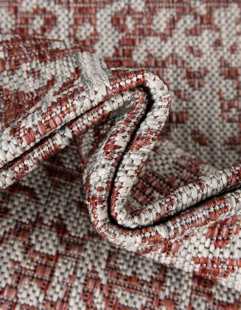 Unique Loom Outdoor Traditional Collection Area Rug, Timeworn 2' x 3' Rectangle Rust Red/Gray