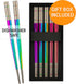 Reusable Chopsticks, Extra Long 9", 5 Pairs per Pack, Food-Safe Stainless Steel, Holographic Design