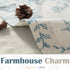 jinchan Linen Floral Valance, Double Layer Kitchen Window Curtain with Blue Flower on Beige (16 Inch)