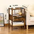 Lerliuo Nightstand with Charging Station and USB Ports, 3-Tier Storage End Table with Drawer, Retro Brown Wood Bedside