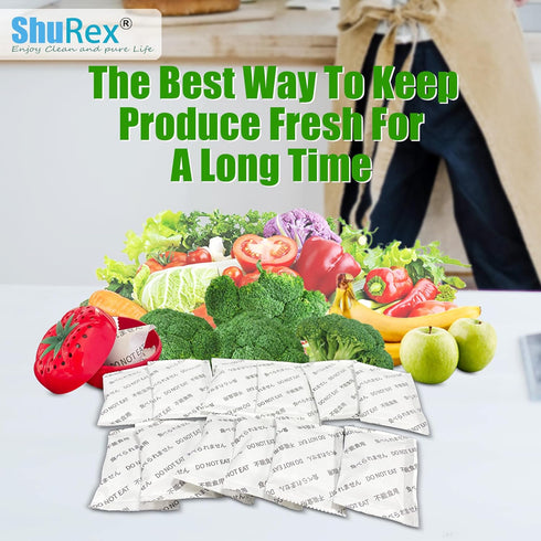 Produce Freshness Preserver Saver, Ethylene Gas and Odor Absorber for Refrigerator (12 Refill Sachets)