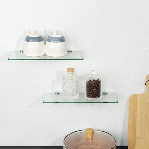 12 Inch Set 2, SAYAYO Glass Floating Shelves for Wall, Tempered Glass Shelves for Bathroom, Living Room, Bedroom