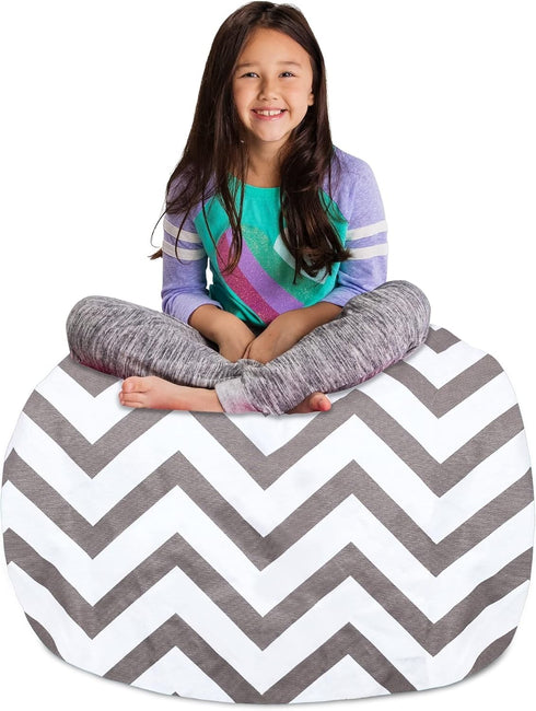 X-Large-48 Posh Creations Stuffable Kids Stuffed Animal Storage Bean Bag Chair Cover - Childrens Toy Organizer