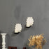 Set Farmhouse Candle Sconces of Two, Handcarved Wall Candle Holders Decorative, Flower Pattern, Distressed Finish
