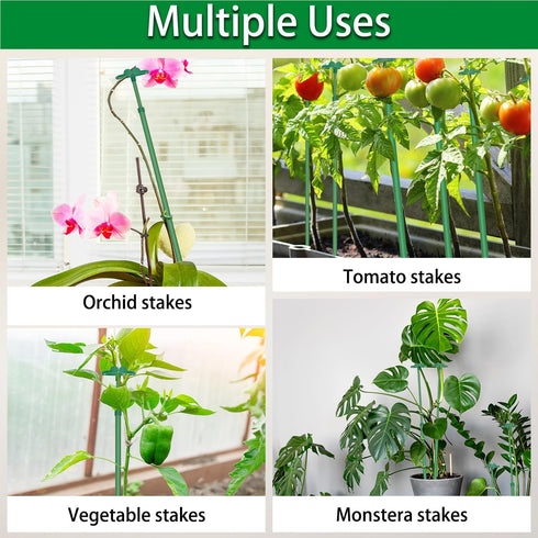 17.9IN 42.3IN 3Pack Extendable Plant Stakes, Length Scalable from to Plant Support Stake, Orchid Sticks with Clips