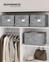 SONGMICS Storage Baskets, Set of 3 Fabric Storage Bins, 15.7 x 11.8 x 9.5 Inches, Foldable Closet Organizer for Shelves, 2 Handles, Label Holders, for Bedroom, Living Room, Cattail Gray UROB440G01
