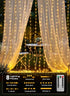 300 9.8 8 Brightown LED Curtain Lights, FT Plug in Fairy Lights for Bedroom, Lighting Modes, Christmas String Lights