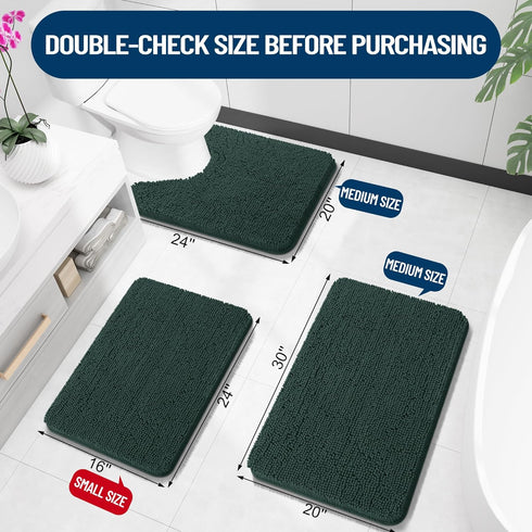 OLANLY 30x20 Bathroom Rugs, Extra Soft Absorbent Chenille Mats, Non-Slip and Machine Washable