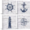 LoveHouse Nautical Canvas Wall Art Nautical Bathroom Decor Navy and White Lighthouse