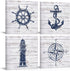 LoveHouse Nautical Canvas Wall Art Nautical Bathroom Decor Navy and White Lighthouse