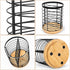 Utensil Holder for Kitchen Counter, Large Black Metal+Bamboo Base Utensil Organizer, Breathable, Easy to Dry, Rotating