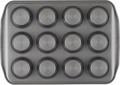 Circulon Nonstick 12-Cup Muffin Tin, Gray Steel Bakeware