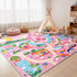 3x4ft Pink Kids Rug for Playroom, Castle Design Bedroom Carpet, Ultra Soft Short Pile Toddler Play Mat, Machine