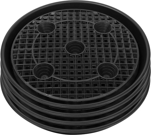 NIMYAU Plastic Plant Saucer Stand,4-Pack 14 inch, Elevated Plant Saucer Self-Watering Fabric Pot
