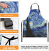 Britimes Apron for Home Kitchen Cooking Baking Gardening, 32x28 inch with Pockets Starry Night Oil Painting