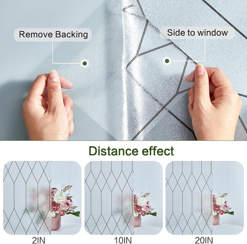 Windimiley Window Privacy Film, Stained Glass Frosted Clings, Moroccan Lattice Decorative Coverings, UV Sun Blocking,