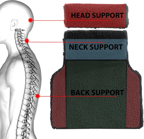 HOMBYS Sherpa Fleece Lumbar Support Pillow with Headrest for Recliner,Memory Foam Chair Cushion for Back Pain,Big High