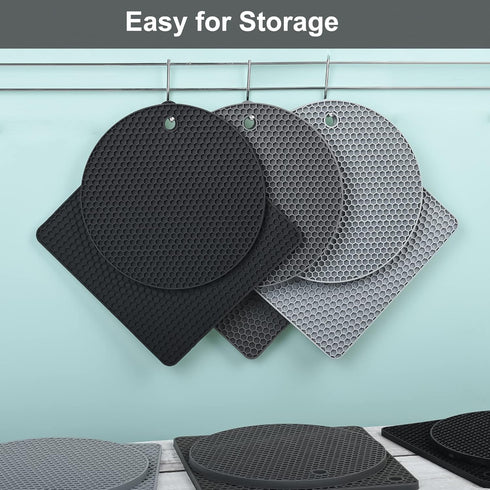 Trivets for Hot Dishes, Silicone Hot Pads for Kitchen, Multi-Purpose Heat Resistant Mat Potholders, 2 pcs Square and 2