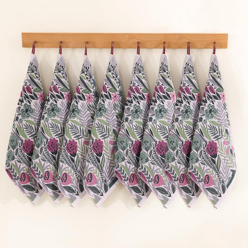 Set 8 100% 16x15 Inch Kitchen Towels of Cotton Hand Towels Dish Towels with Hanging Loop Absorbent Reusable