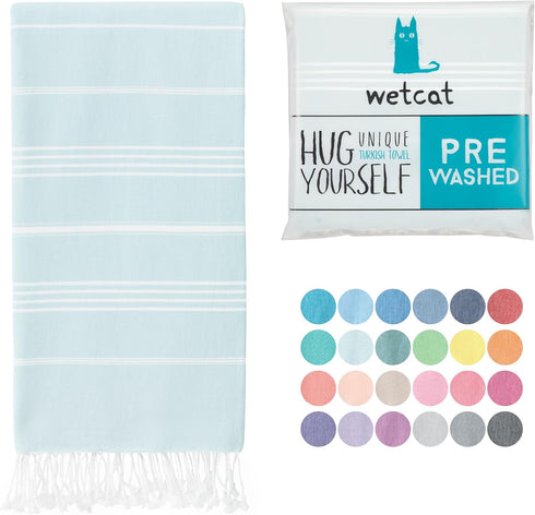WETCAT Turkish Beach Towel Oversized (38"x71"), 100% Turkish Cotton, Sand Free, Quick Drying, Lightweight
