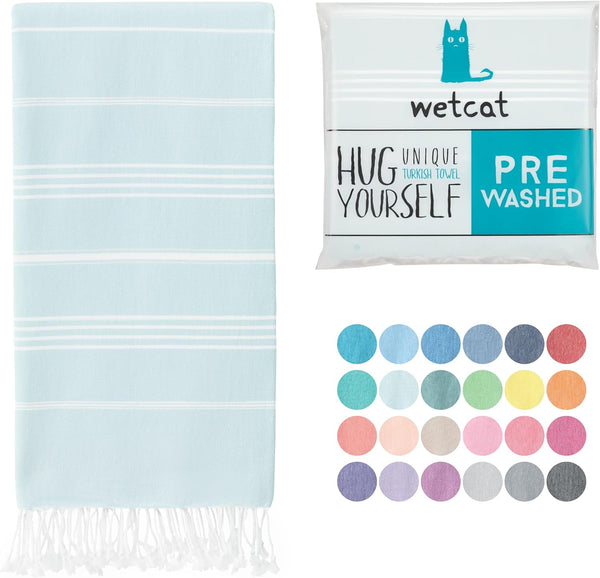 WETCAT Turkish Beach Towel Oversized (38"x71"), 100% Turkish Cotton, Sand Free, Quick Drying, Lightweight