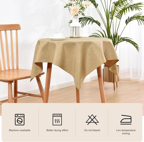 36 36 Inch Wolkemer Small Square Tablecloth x Faux Linen Khaki Coffee Table Cover Water-Resistant Farmhouse Decorative