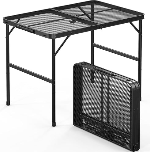 VINGLI Outdoor Grill Table, Folding Camping Table, 3 ft Portable Picnic Table